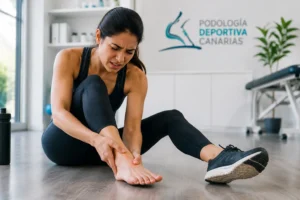 Deportista con dolor en el pie en clínica de podología en Las Palmas de Gran Canaria