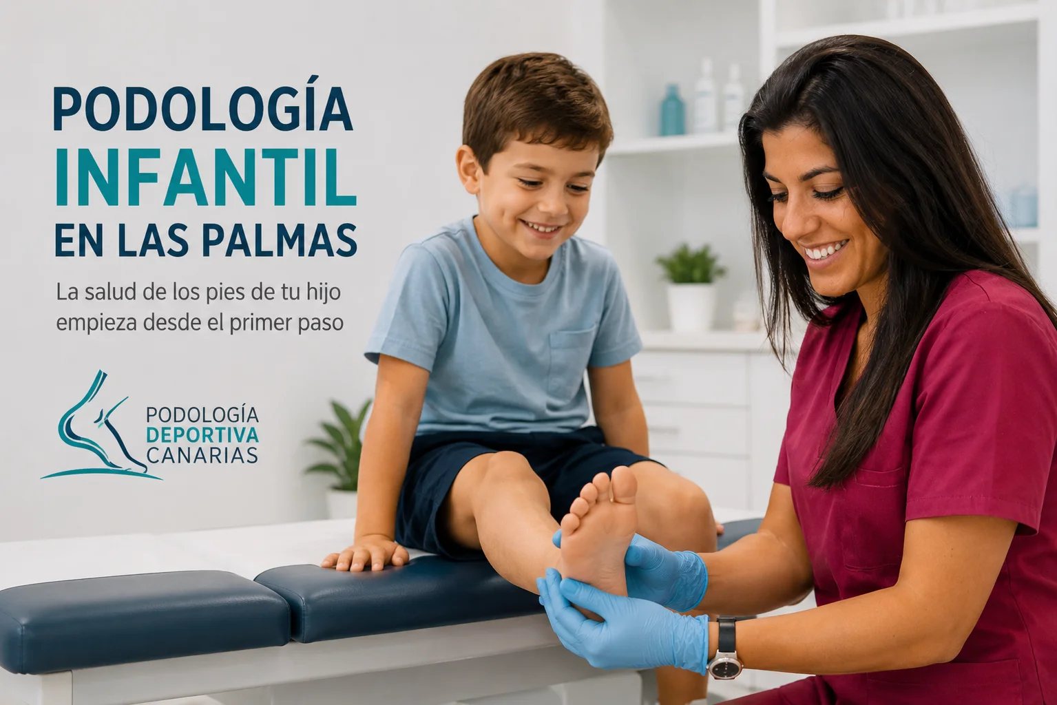 Podóloga realizando revisión de podología infantil en Las Palmas